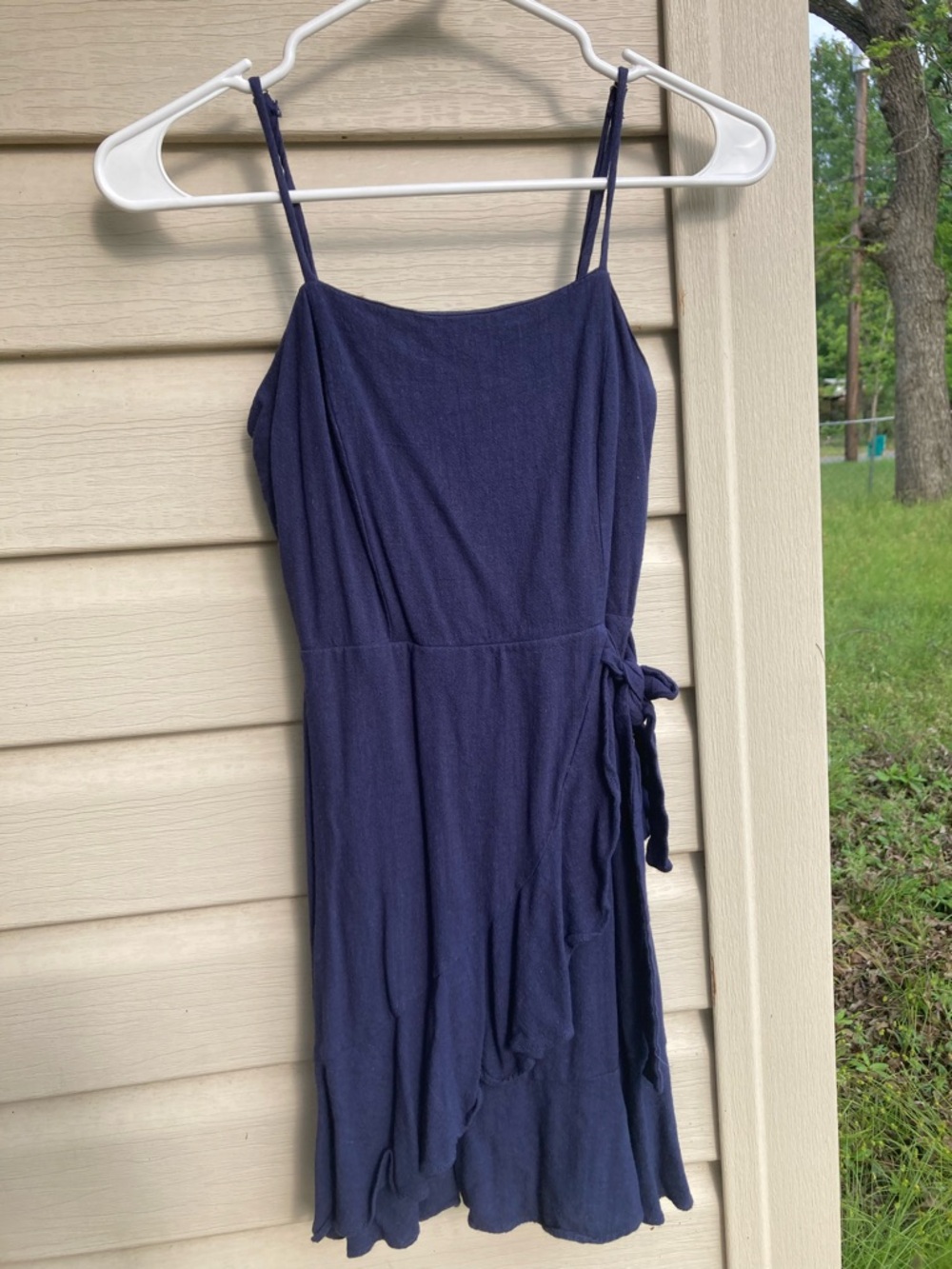 Altar'd State Navy Blue Spaghetti Strap Wrap Mini Dress